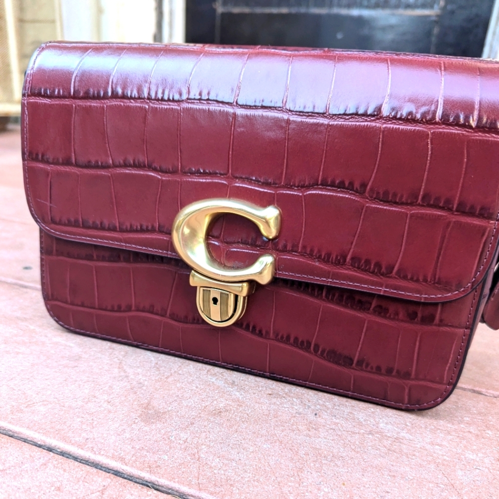 BNWT Coach Embossed Croc Leather Crossbody Bag